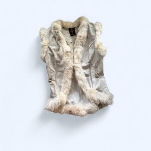 Asli Designs Genuine Leather & Fur Trim Vest